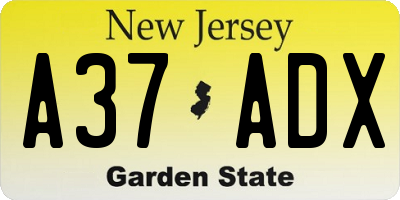 NJ license plate A37ADX