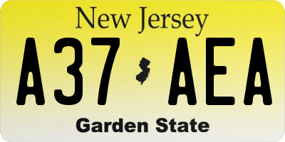 NJ license plate A37AEA