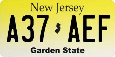 NJ license plate A37AEF