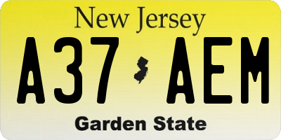 NJ license plate A37AEM