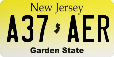 NJ license plate A37AER