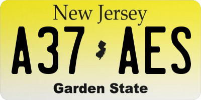 NJ license plate A37AES