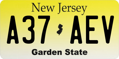 NJ license plate A37AEV