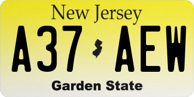 NJ license plate A37AEW