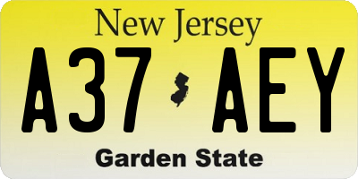NJ license plate A37AEY