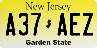 NJ license plate A37AEZ