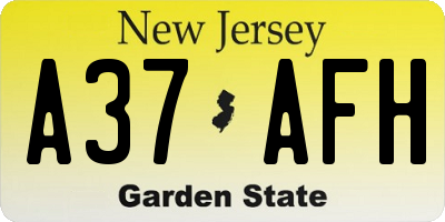 NJ license plate A37AFH