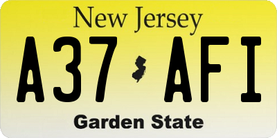 NJ license plate A37AFI