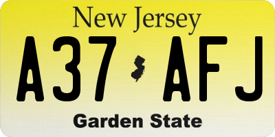 NJ license plate A37AFJ