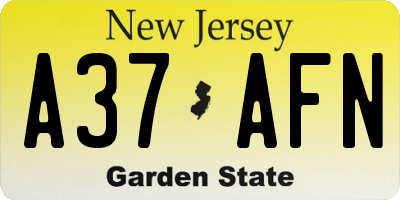NJ license plate A37AFN