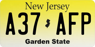 NJ license plate A37AFP