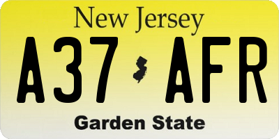 NJ license plate A37AFR