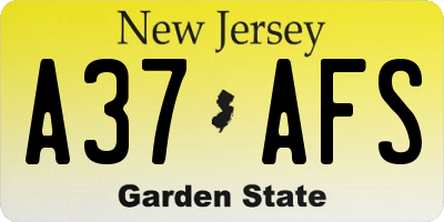 NJ license plate A37AFS
