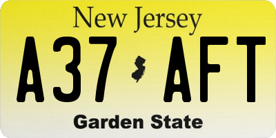 NJ license plate A37AFT