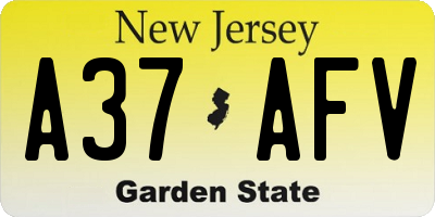 NJ license plate A37AFV