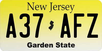 NJ license plate A37AFZ
