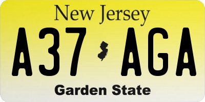 NJ license plate A37AGA