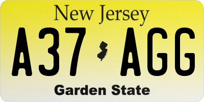 NJ license plate A37AGG