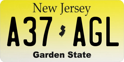NJ license plate A37AGL