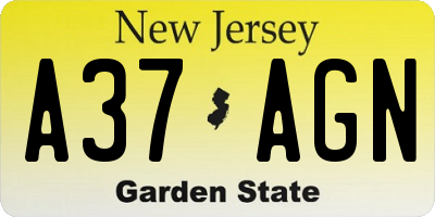 NJ license plate A37AGN