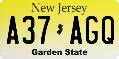 NJ license plate A37AGQ