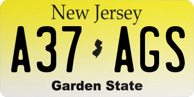 NJ license plate A37AGS