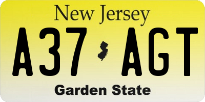 NJ license plate A37AGT