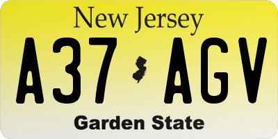 NJ license plate A37AGV