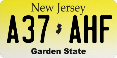 NJ license plate A37AHF