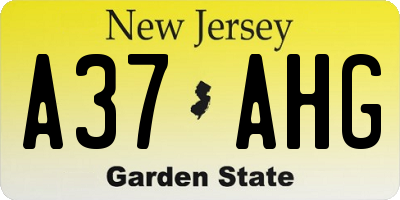 NJ license plate A37AHG