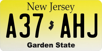 NJ license plate A37AHJ