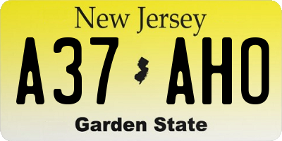 NJ license plate A37AHO