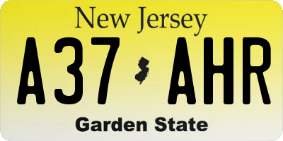 NJ license plate A37AHR