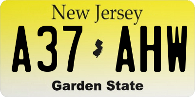 NJ license plate A37AHW