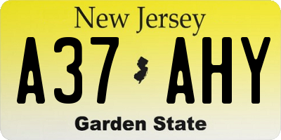NJ license plate A37AHY