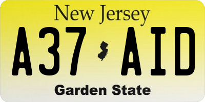 NJ license plate A37AID