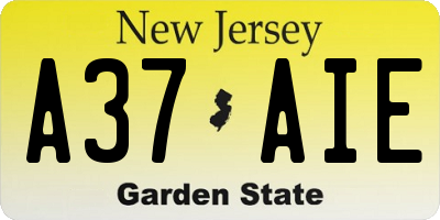 NJ license plate A37AIE