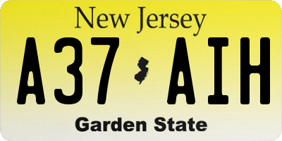 NJ license plate A37AIH