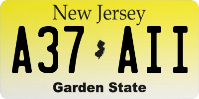 NJ license plate A37AII