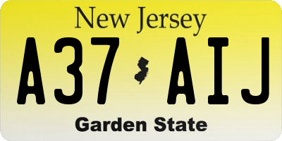 NJ license plate A37AIJ