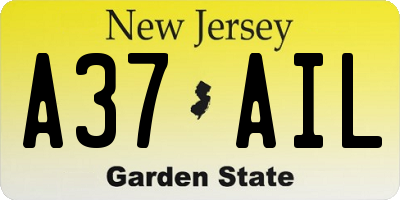 NJ license plate A37AIL