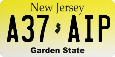 NJ license plate A37AIP