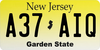 NJ license plate A37AIQ