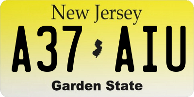NJ license plate A37AIU