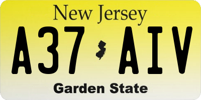 NJ license plate A37AIV