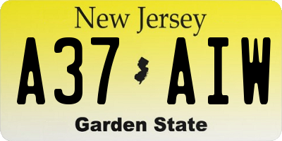 NJ license plate A37AIW