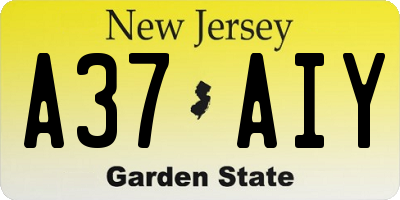 NJ license plate A37AIY