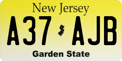 NJ license plate A37AJB