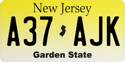 NJ license plate A37AJK