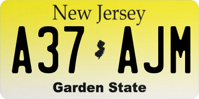 NJ license plate A37AJM